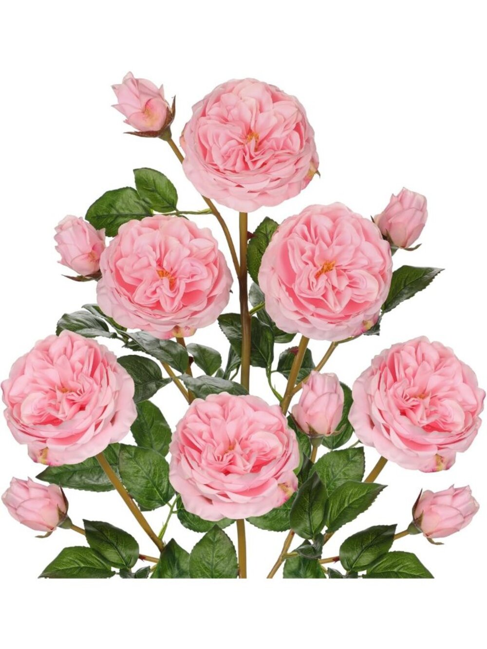 Lifelike Pink Garden Roses - Set of 6 Long Stem Faux Silk Flowers for Home Décor